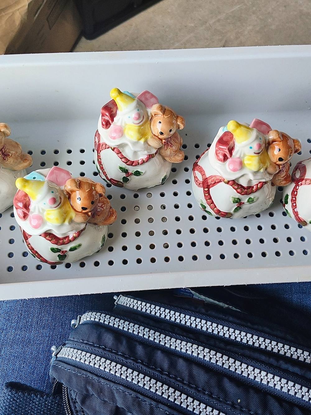 F&F White Ceramic Teddy & Clown Sugar Bowls - Set of 4